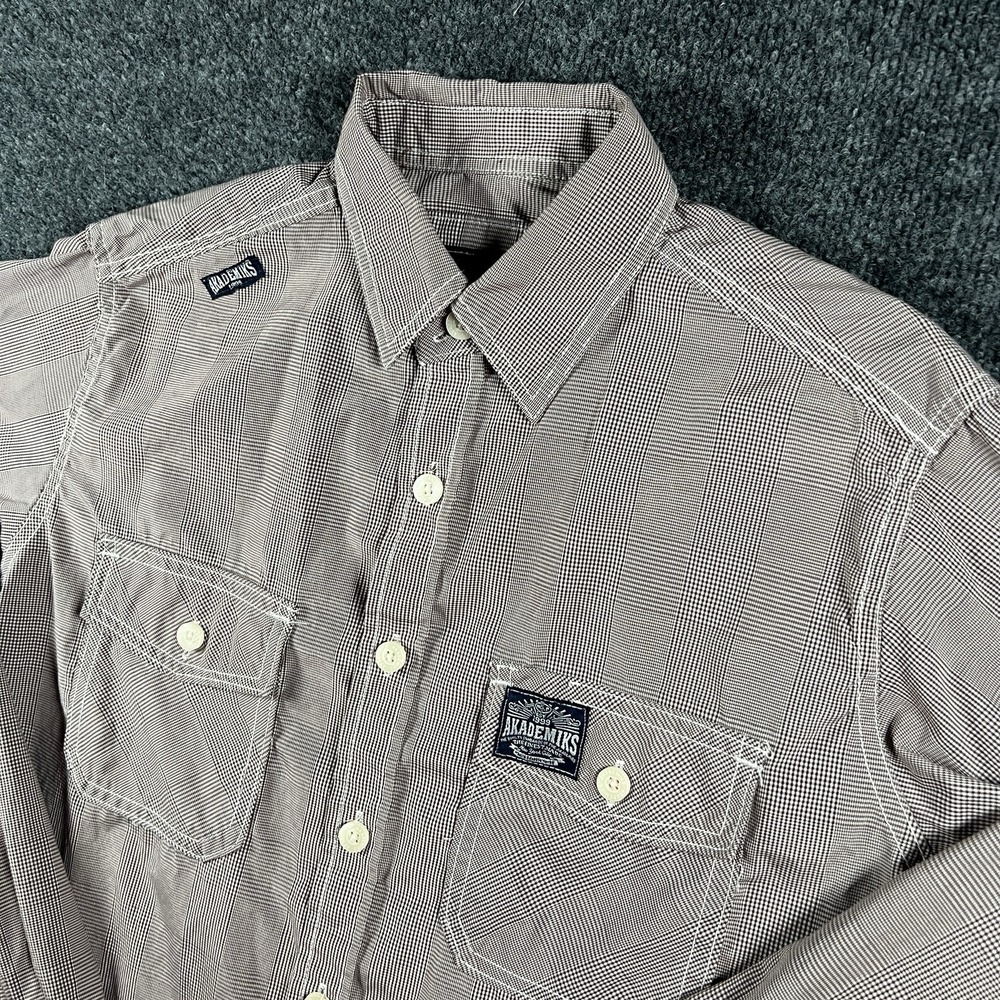 Akademiks Men's Long Sleeve Button Up Shirt Burgundy Micro Plaid Size S AR61-256